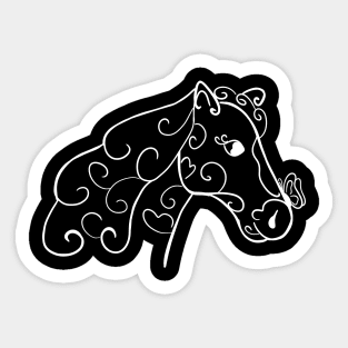 Abstract horse and butterfly - white lines Sticker